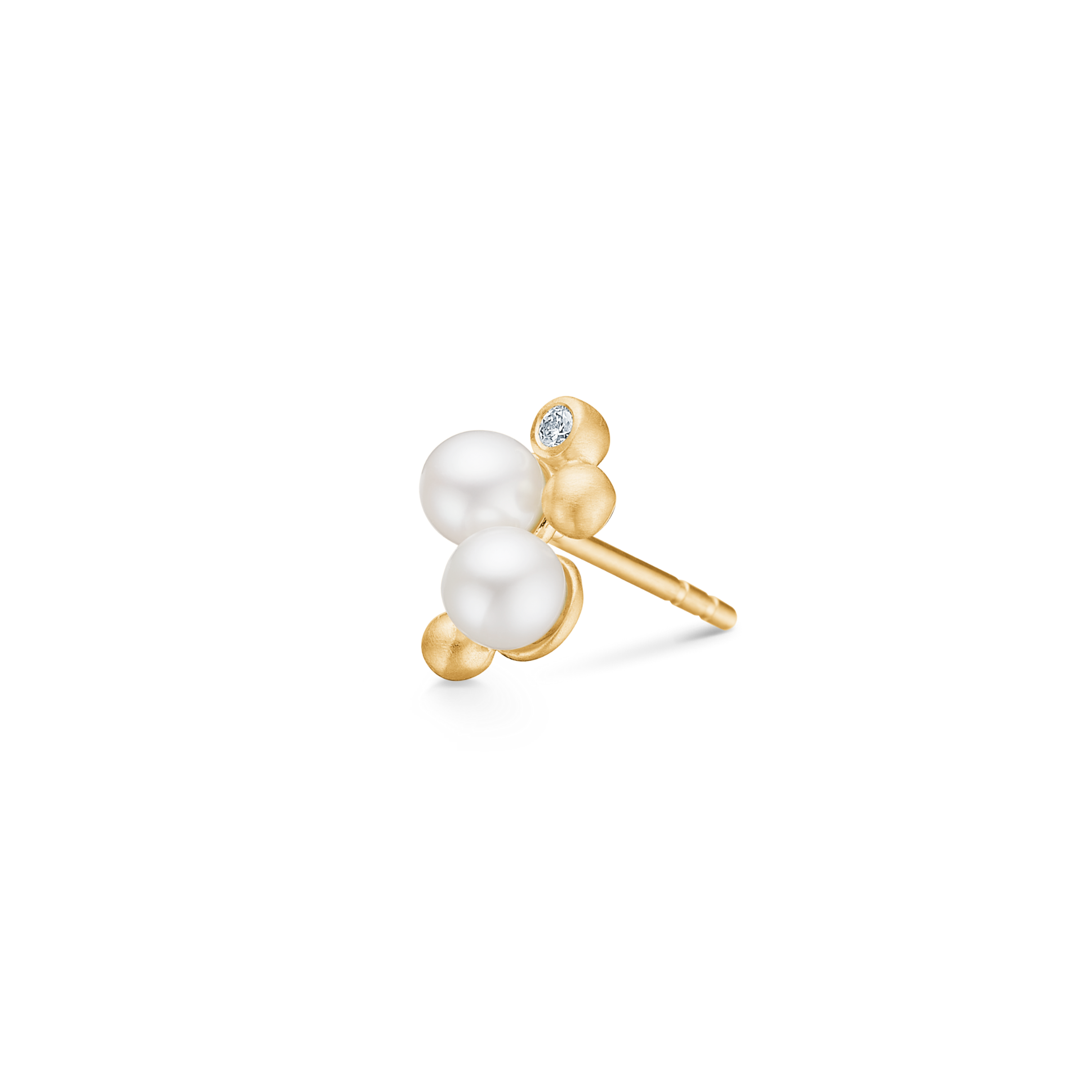 Orbit Dot Pearl Earring L Left - 18kt Yellow Gold