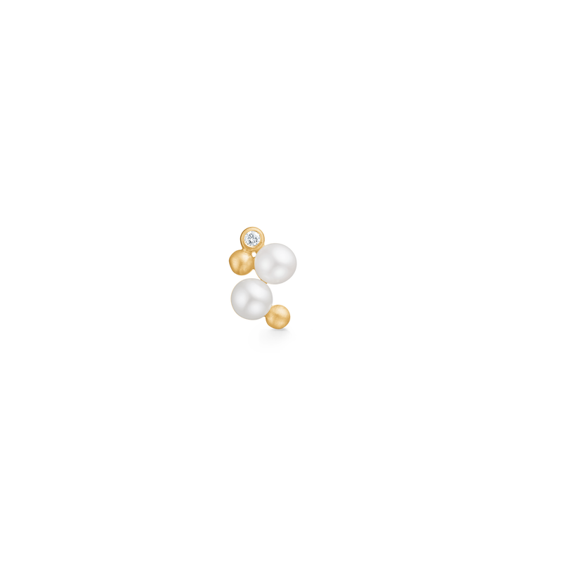 Orbit Dot Pearl Earring L - 18kt Yellow Gold