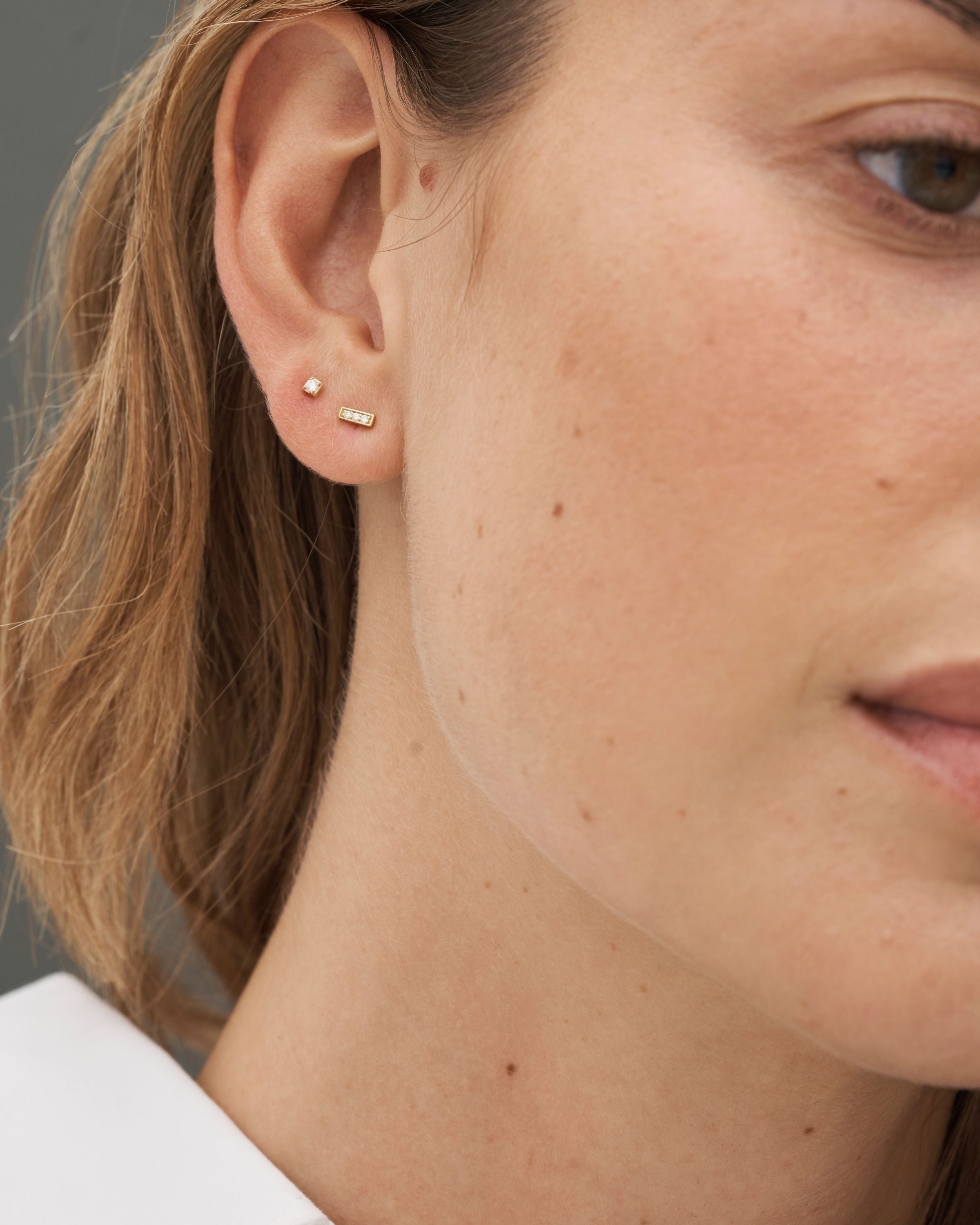 Square Diamond Earring II - 18kt Yellow Gold