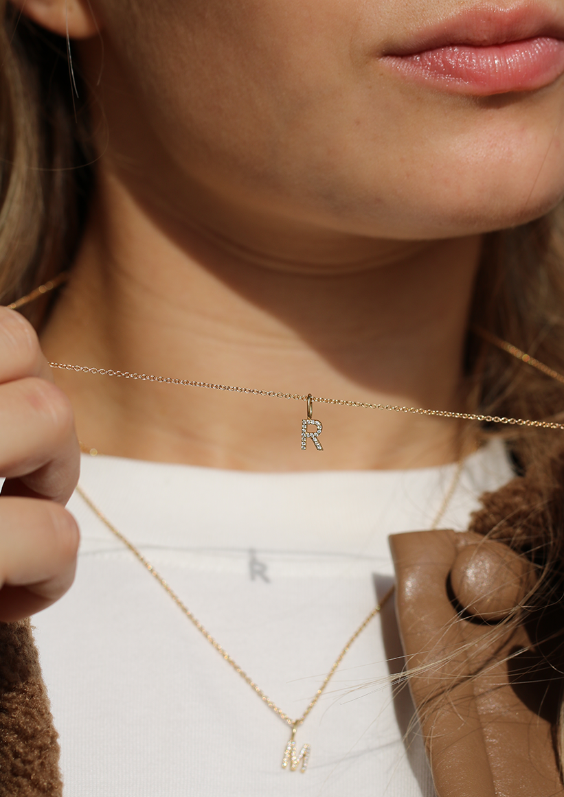 My E Diamond Pendant - 18kt Yellow Gold