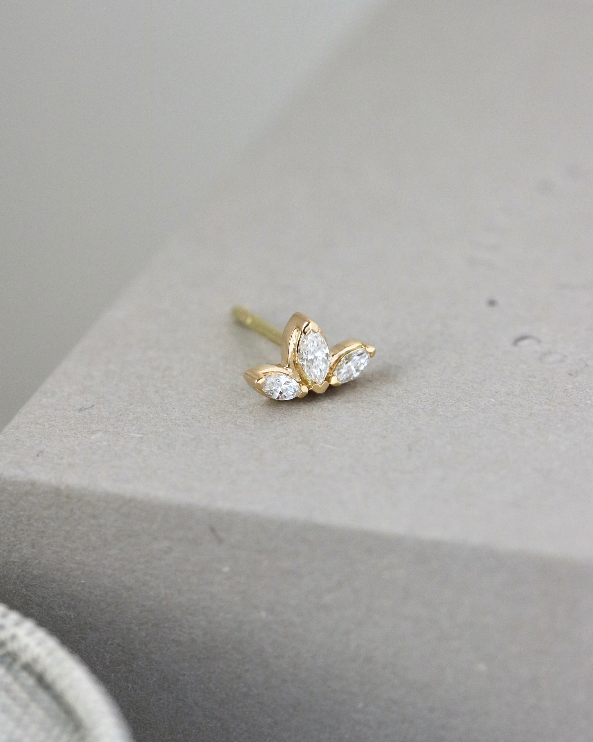 Inner Peace Lotus Diamond Earring – 18kt Yellow Gold