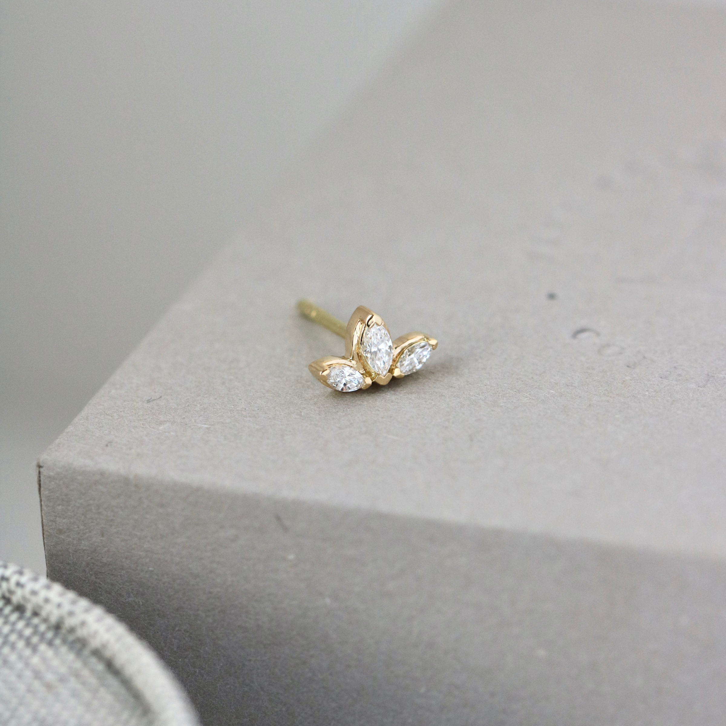 Inner Peace Lotus Diamond Earring – 18kt Yellow Gold
