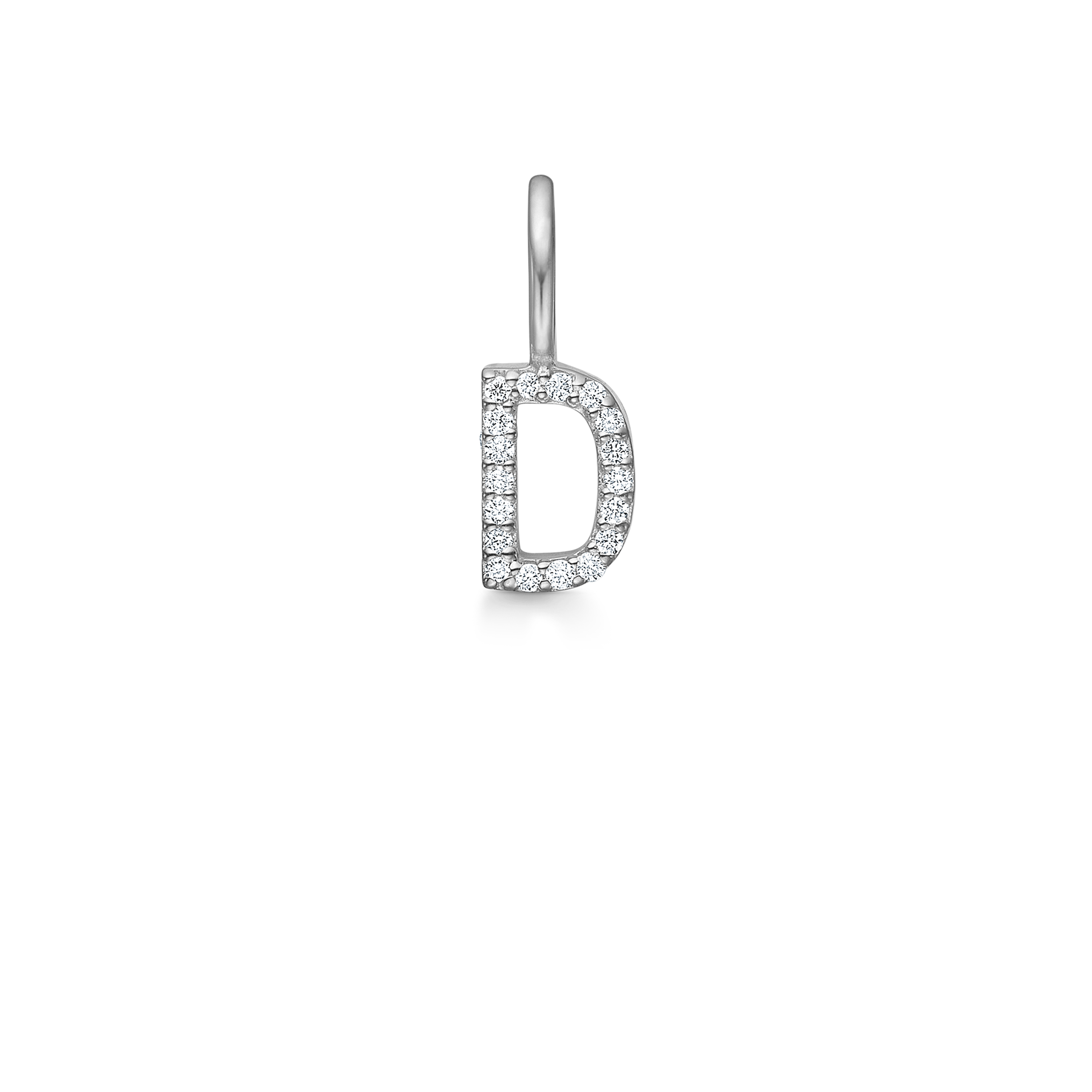My D Diamond Pendant - 18kt White Gold