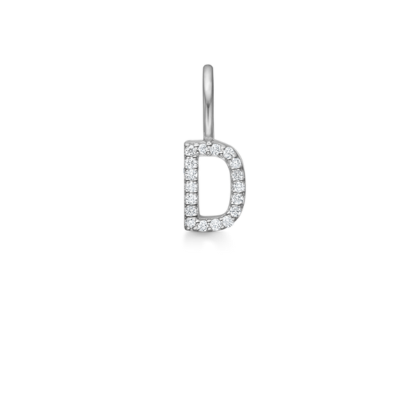 My D Diamond Pendant - 18kt White Gold