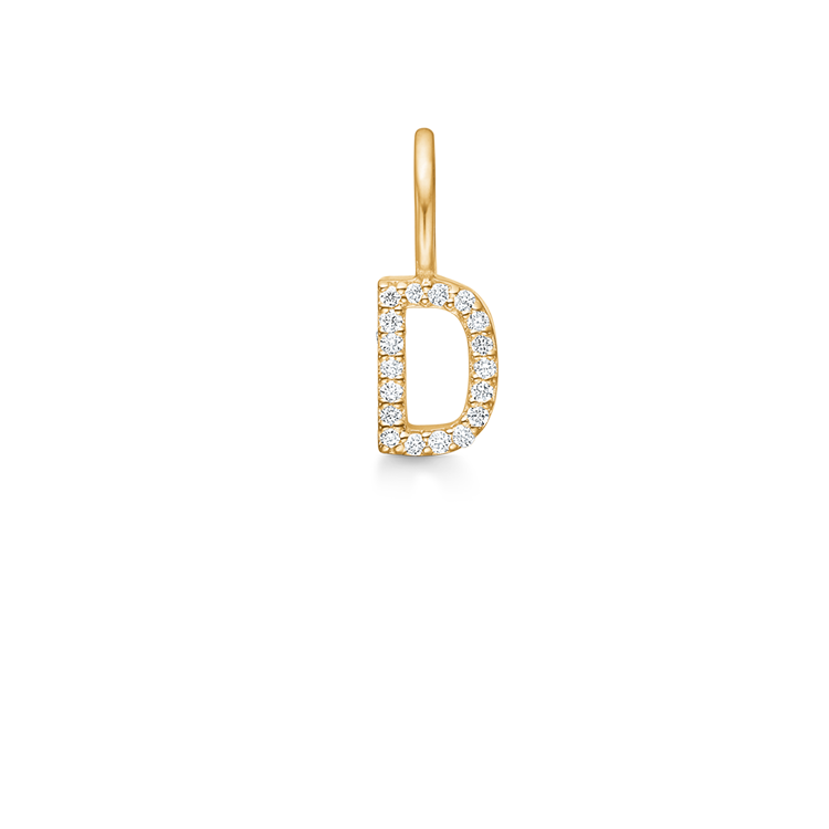 My D Diamond Pendant - 18kt Yellow Gold