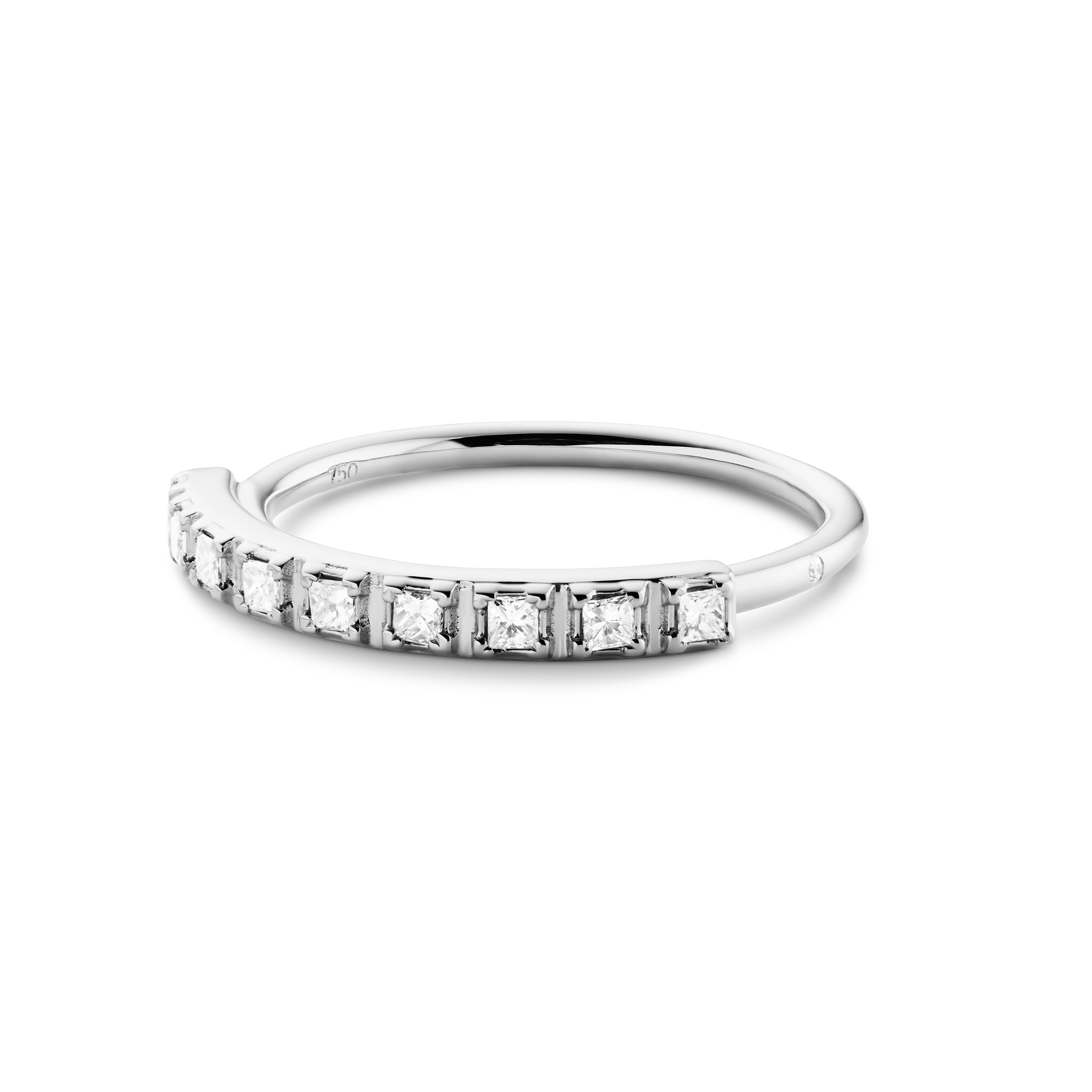 Rock Classic Diamond Ring Aligned - 18kt White Gold