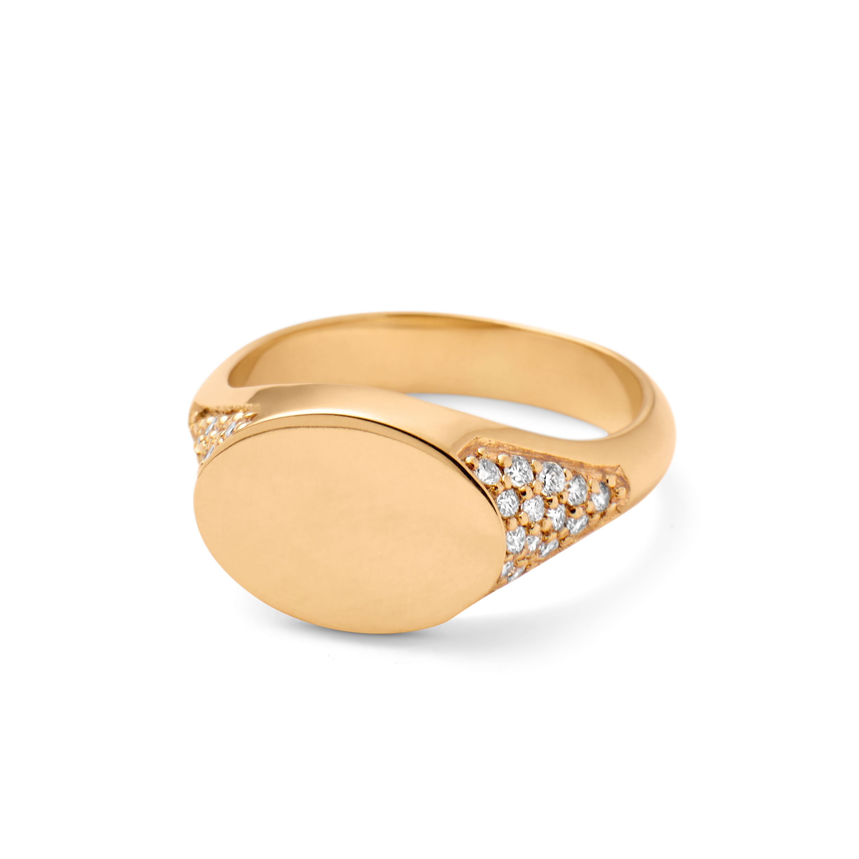 Signet Diamond Solid Ring - 18kt Yellow Gold