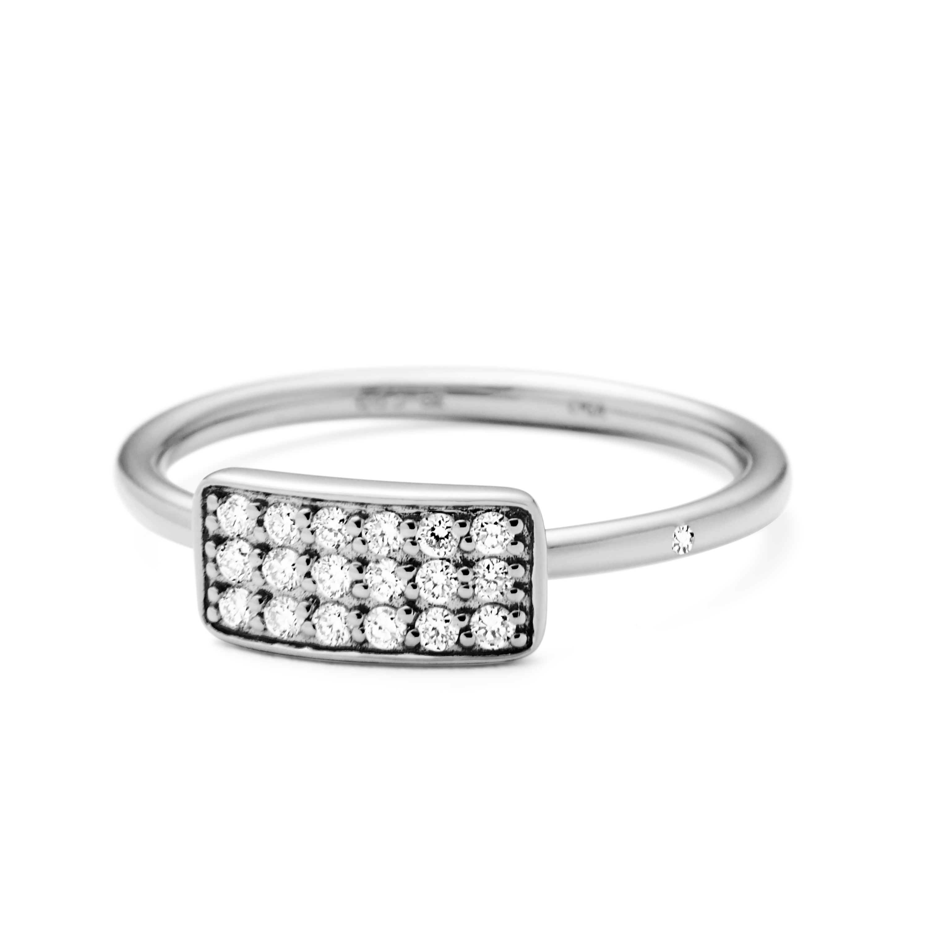 Rock Square Diamond Ring - 18kt White Gold