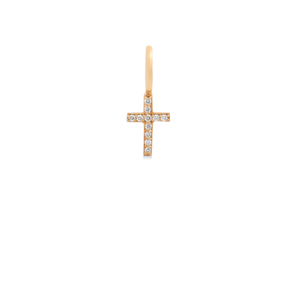 Rock Diamond Cross Pendant - 18kt Yellow Gold