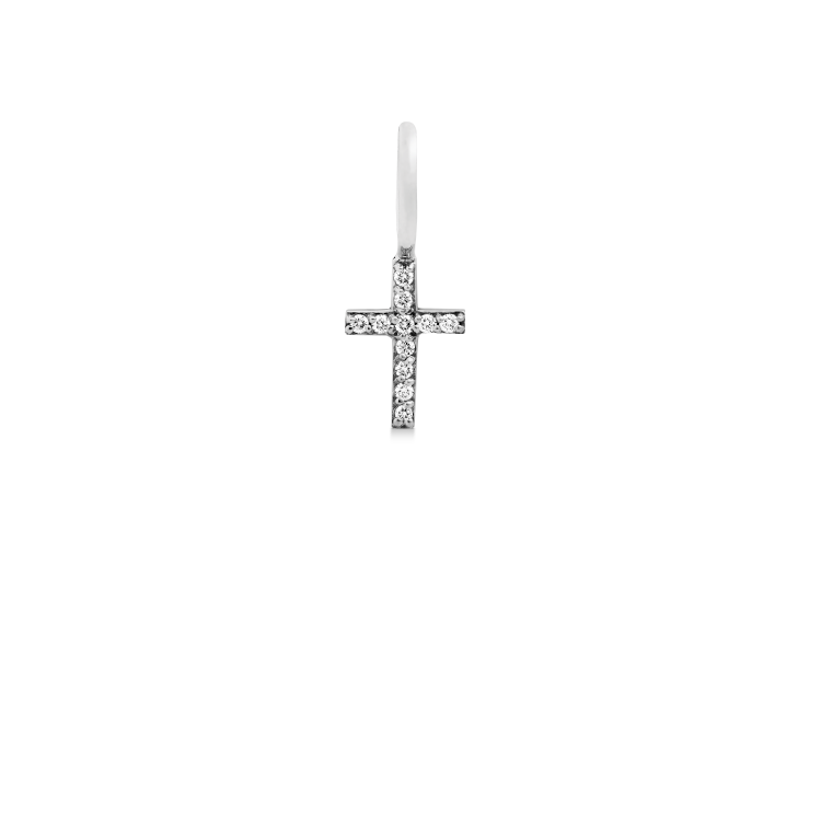 Rock Diamond Cross Pendant - 18kt White Gold