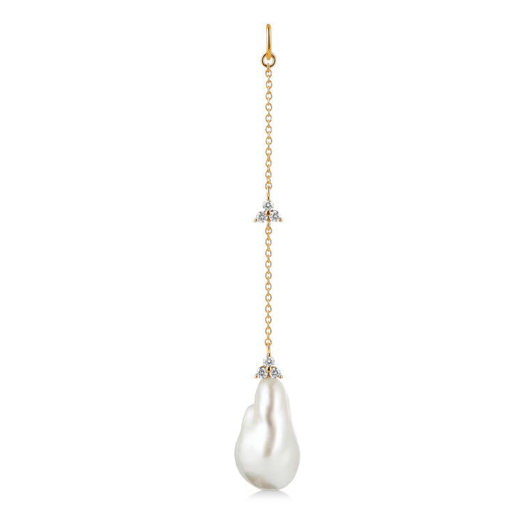 Fryd Baroque Pearl Ear-Pendant L - 18kt Yellow Gold