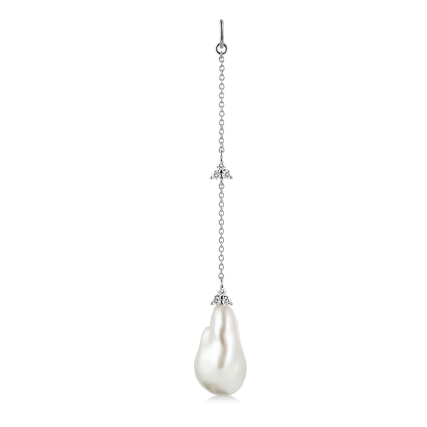 Fryd Baroque Pearl Ear-Pendant L - 18kt White Gold
