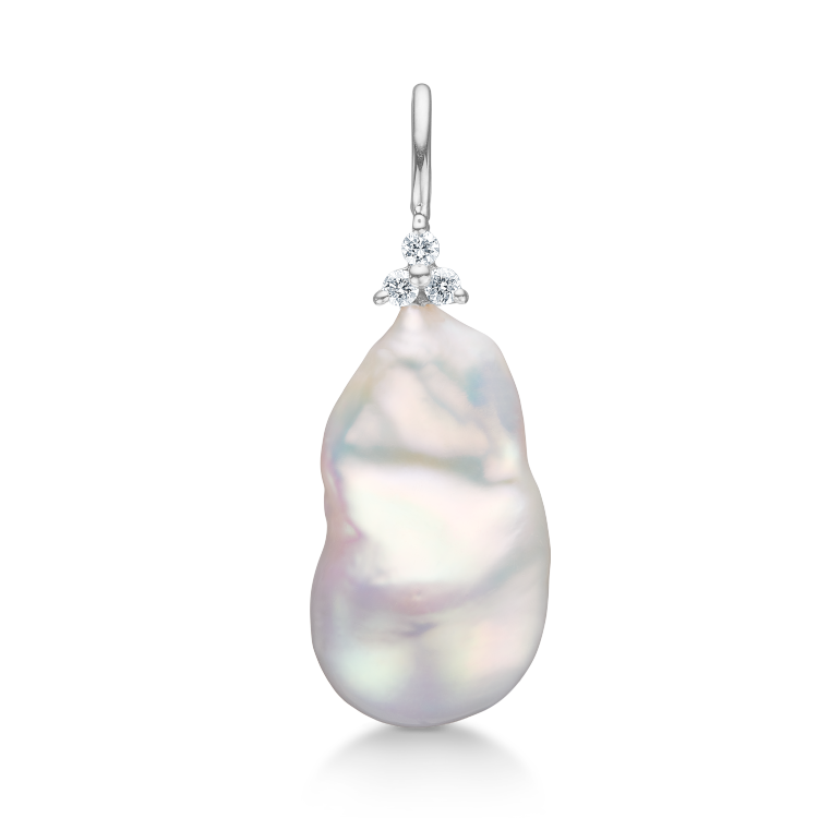 Fryd Baroque Pearl Pendant L - 18kt White Gold