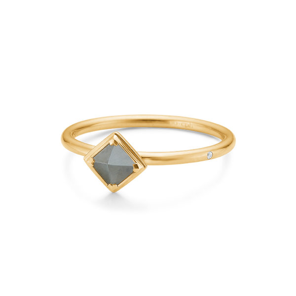 Raw Pointy Diamond Ring Turned - 18kt Yellow Gold