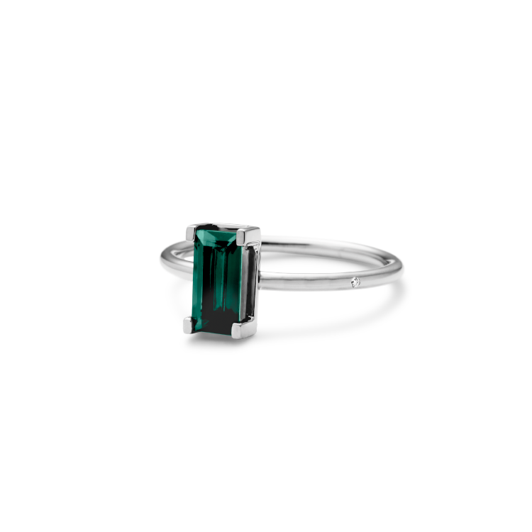 Nord Green Ring Turned - 18kt White Gold
