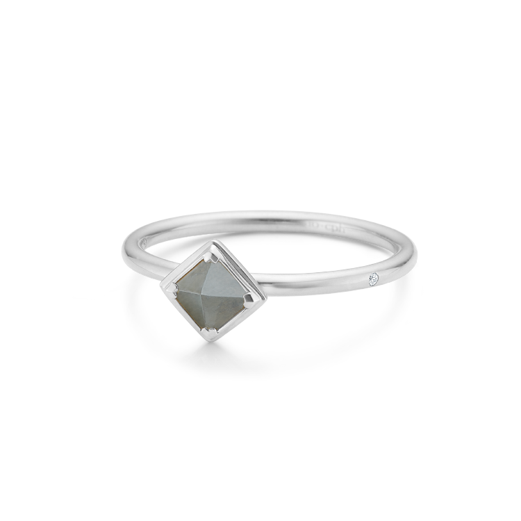 Raw Pointy Diamond Ring Turned - 18kt White Gold
