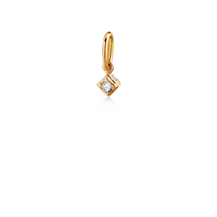 Raw Classic Diamond Pendant S - 18kt Yellow Gold