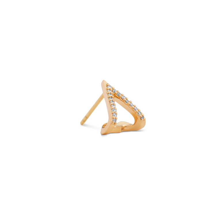 Rock Heart Diamond Earring - 18kt Yellow Gold