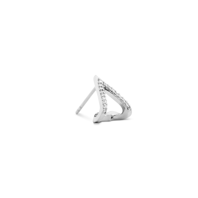 Rock Heart Diamond Earring - 18kt White Gold