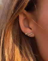 Rock Square Diamond Earring M - 18kt Yellow Gold