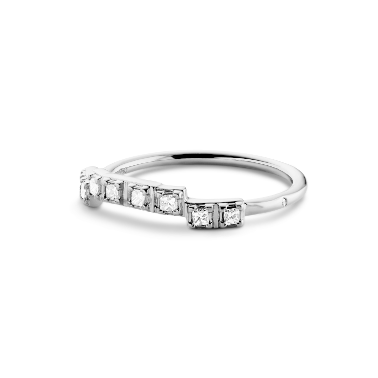 Raw Classic Diamond Ring Curve - 18kt White Gold