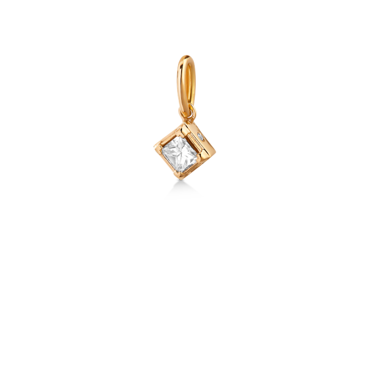 Raw Classic Diamond Pendant M - 18kt Yellow Gold