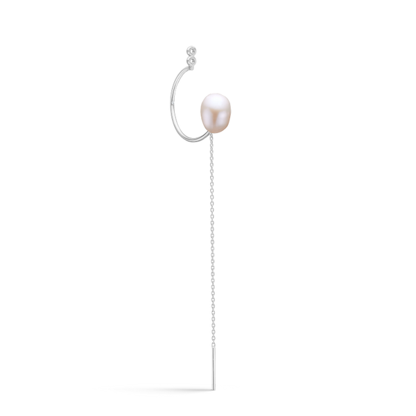 Fryd Pink Pearl Chain Earring-Pendant - 18kt White Gold