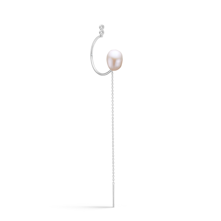 Fryd Pink Pearl Chain Earring-Pendant - 18kt White Gold