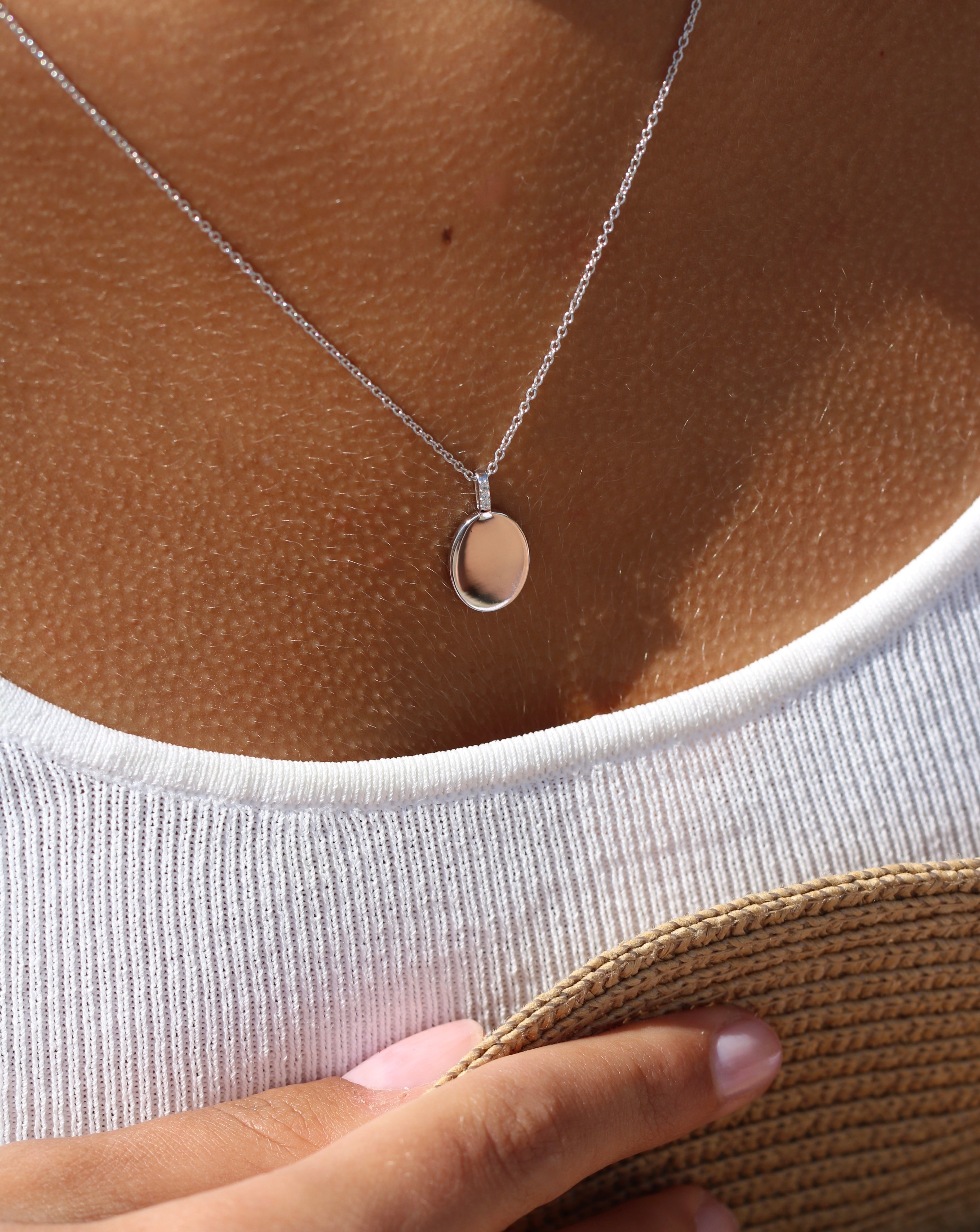 Signet Diamond Pendant - 18kt White Gold