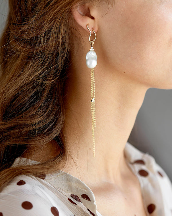 Fryd Wave Chain Earring-Pendant - 18kt White Gold