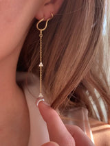 Fryd Pink Pearl Earring-Pendant L - 18kt Yellow Gold