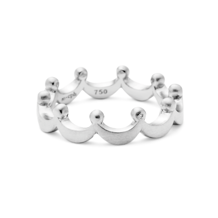 Royal Ring with Dots - 18kt White Gold