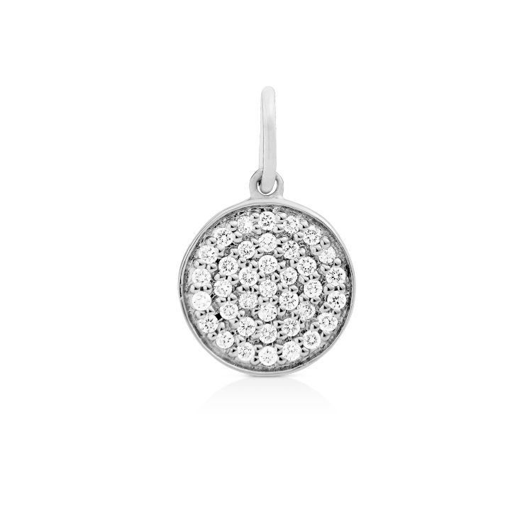 Rock Classic Round Diamond Pendant - 18kt White Gold