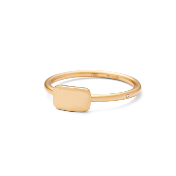 Rock Square Ring - 18kt Yellow Gold
