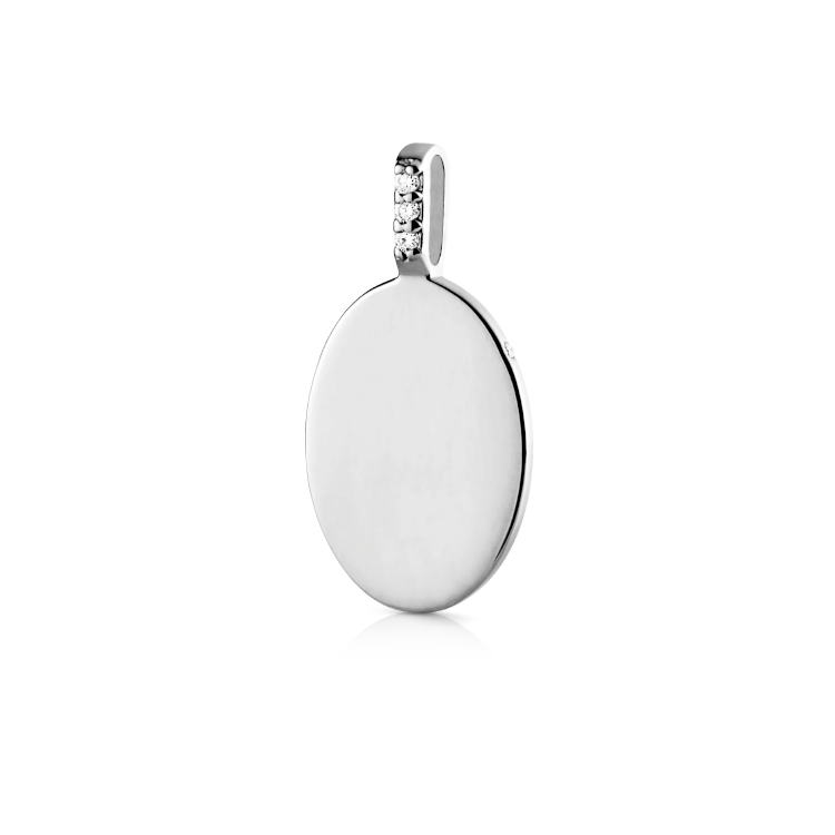 Signet Diamond Pendant - 18kt White Gold