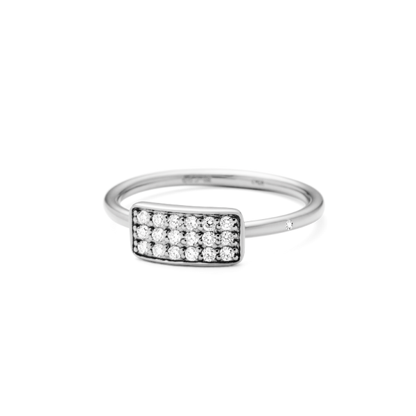 Rock Square Diamond Ring - 18kt White Gold