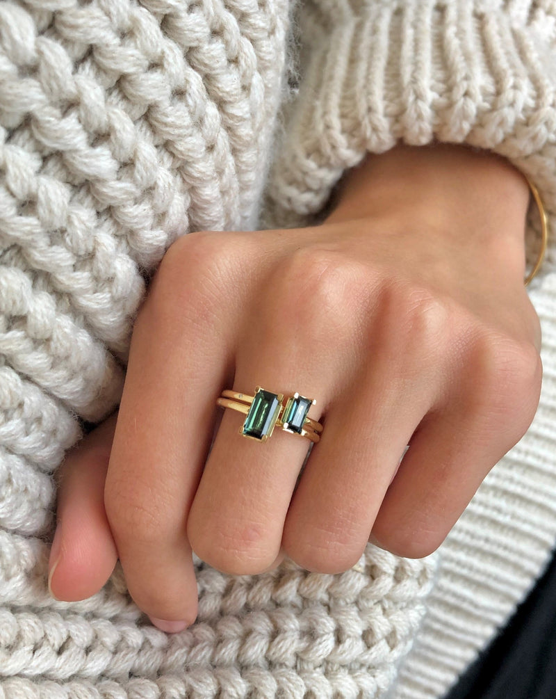 Nord Green Ring Turned - 18kt White Gold