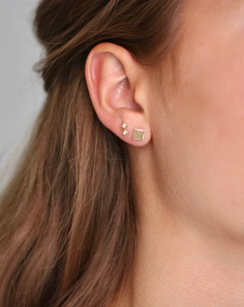 Raw Diamond Earring - 18kt White Gold
