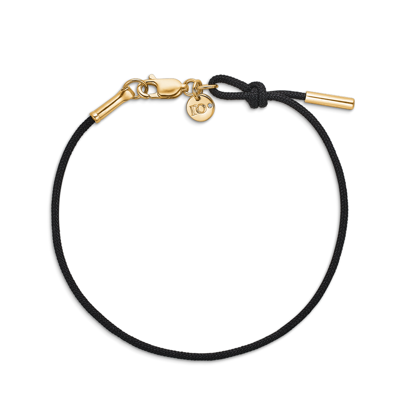 Inner Peace Bracelet Black Cord - 18kt Yellow Gold